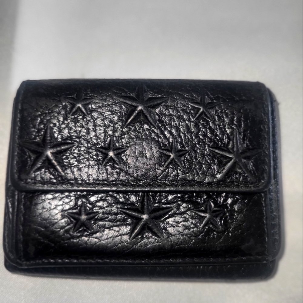 Jimmy Choo Leather Black Star Embossed Wallet